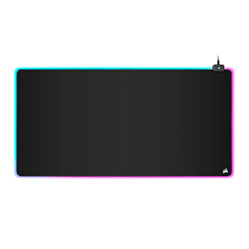 Corsair MM700 RGB Extended Cloth Gaming Mouse Pad - 36.6" x 15.8" - 360° RGB Lighting - Two USB Port Hub - Thick Rubber - Black