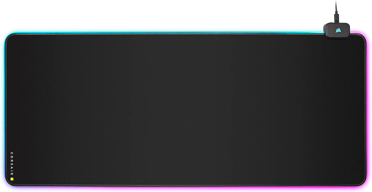 Corsair MM700 RGB Extended Cloth Gaming Mouse Pad - 36.6" x 15.8" - 360° RGB Lighting - Two USB Port Hub - Thick Rubber - Black