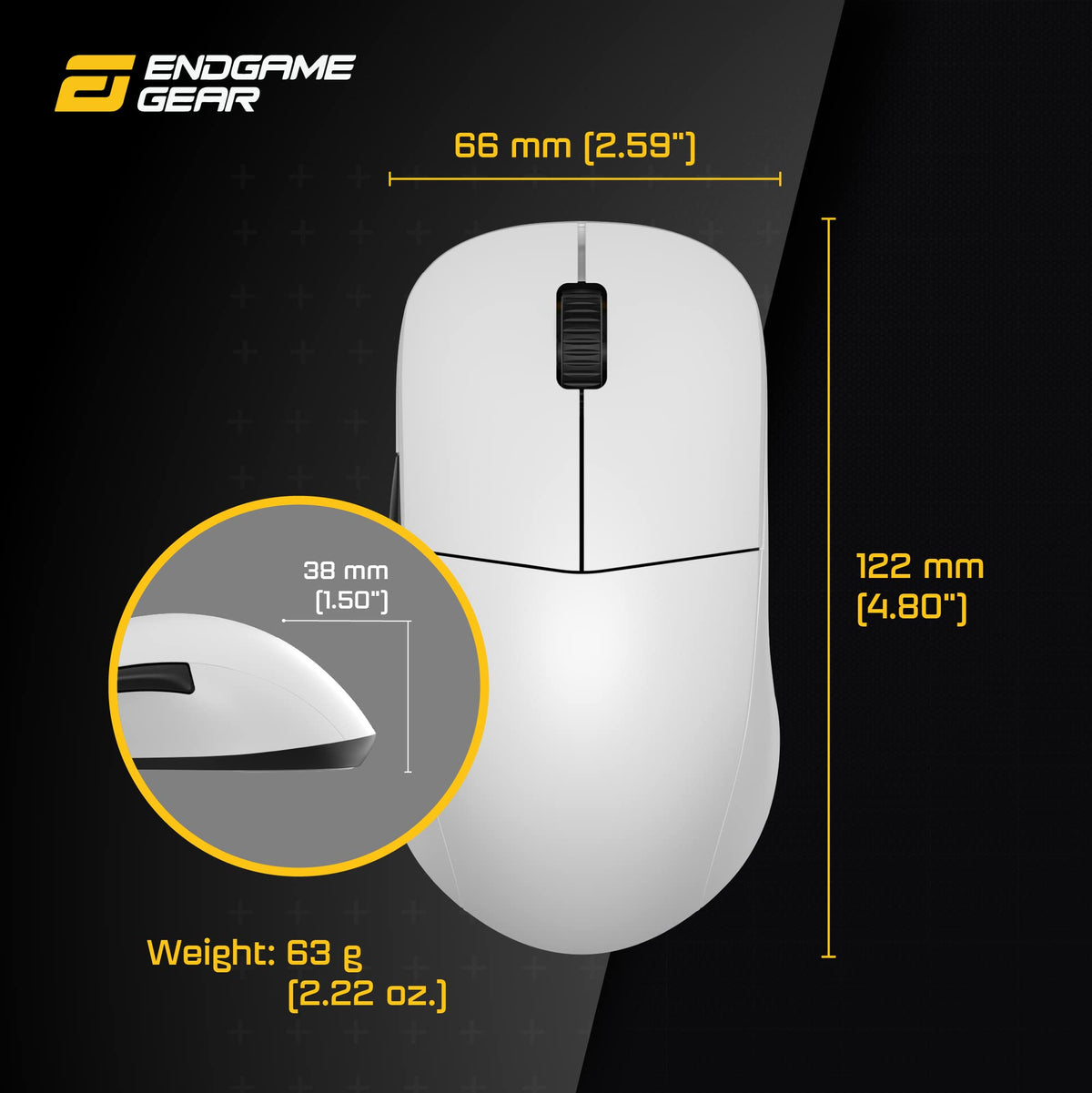 ENDGAME GEAR XM2we Lightweight Wireless Gaming Mouse, 5 Buttons, Black