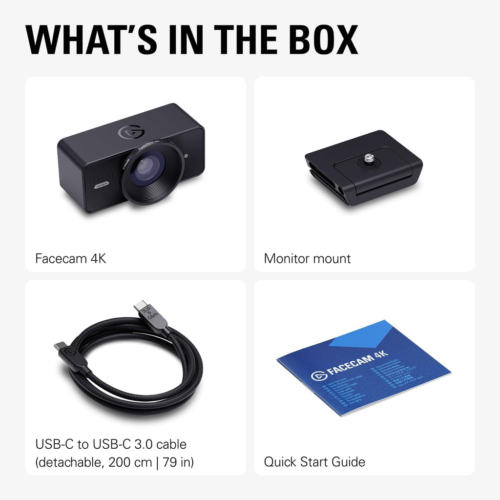 Elgato Facecam 4K, 4K60 Studio Webcam, DSLR-Like Control