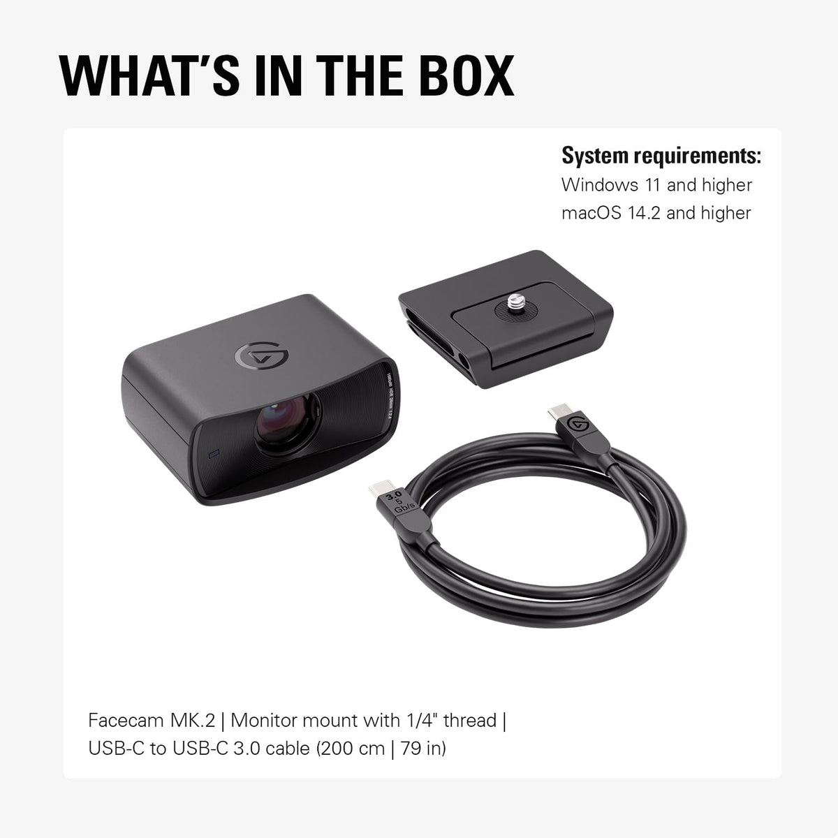 Elgato Facecam 4K, 4K60 Studio Webcam, DSLR-Like Control