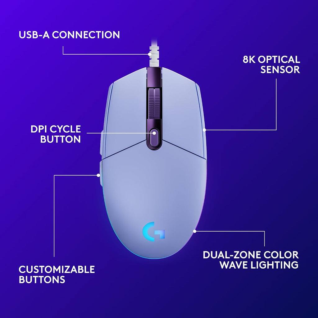 Logitech G203 Wired Gaming Mouse - Black