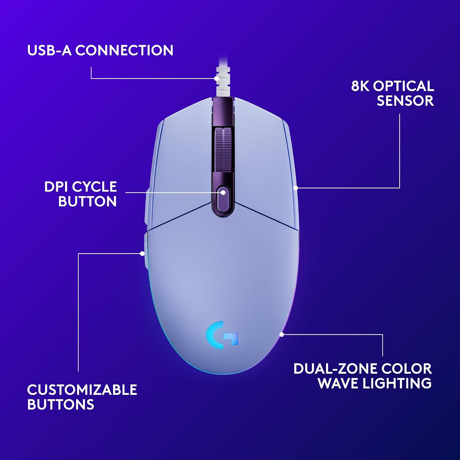 Logitech G203 Wired Gaming Mouse - Black