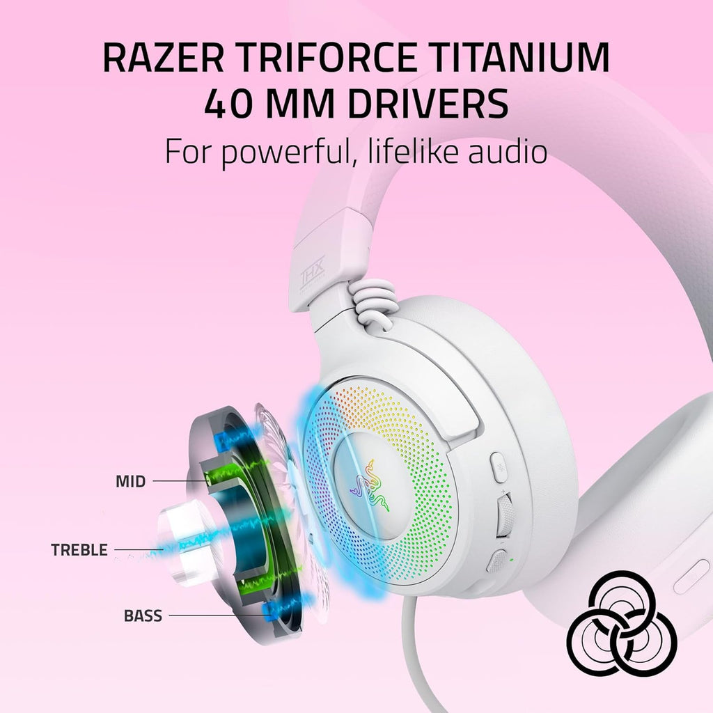 Razer Kraken Kitty V3 Pro Wireless RGB Gaming Headset, White