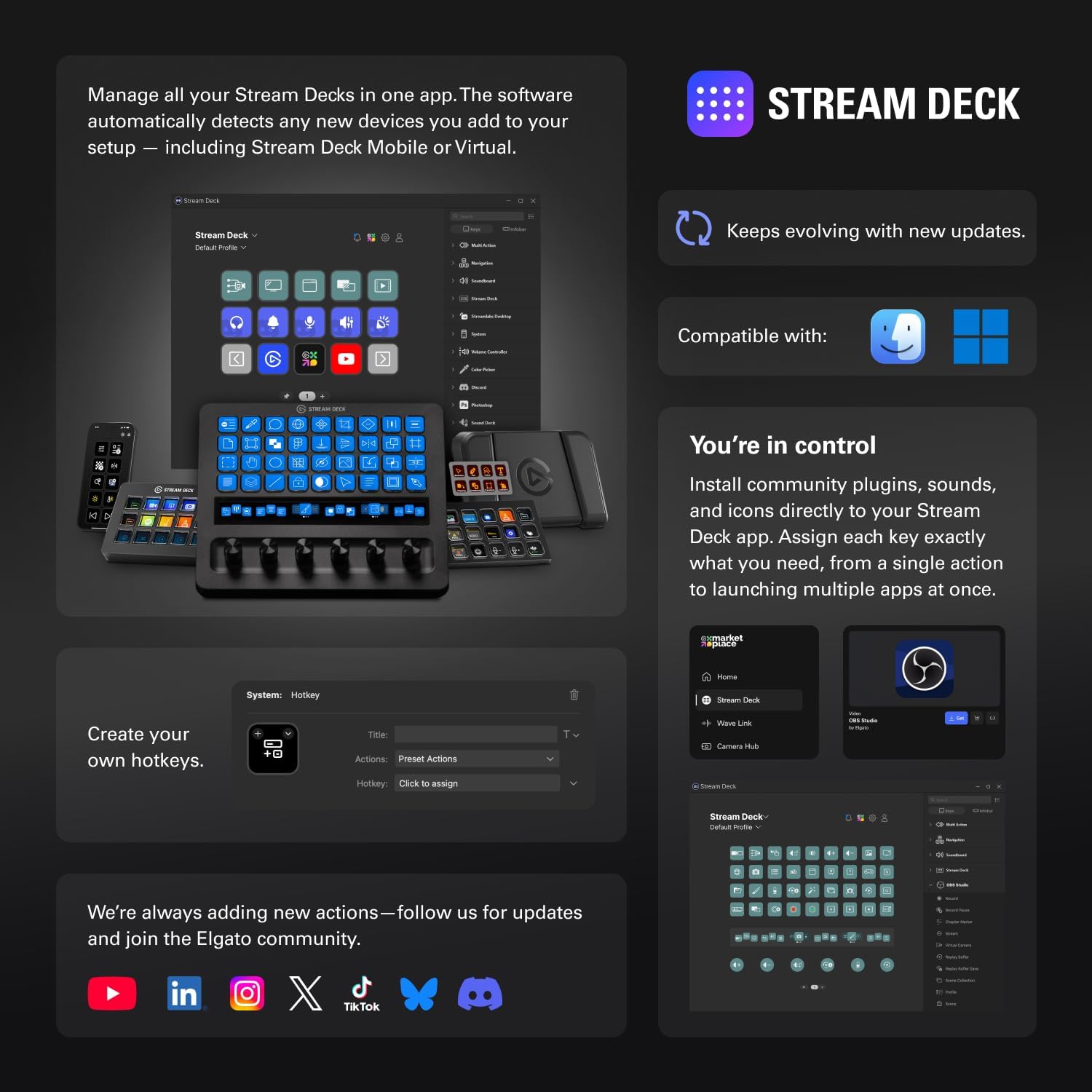 Elgato Stream Deck + XL Control Platform, Dials, Touch Strip