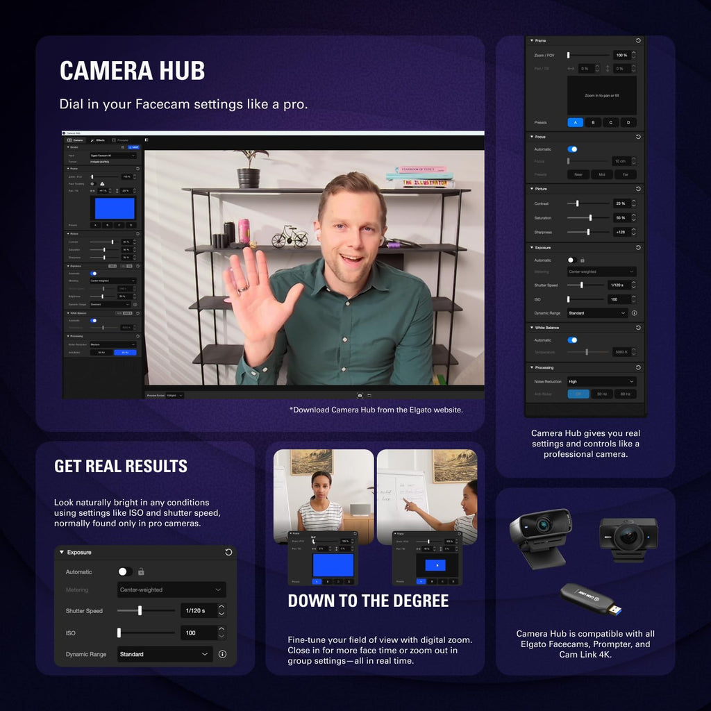 Elgato Facecam 4K, 4K60 Studio Webcam, DSLR-Like Control
