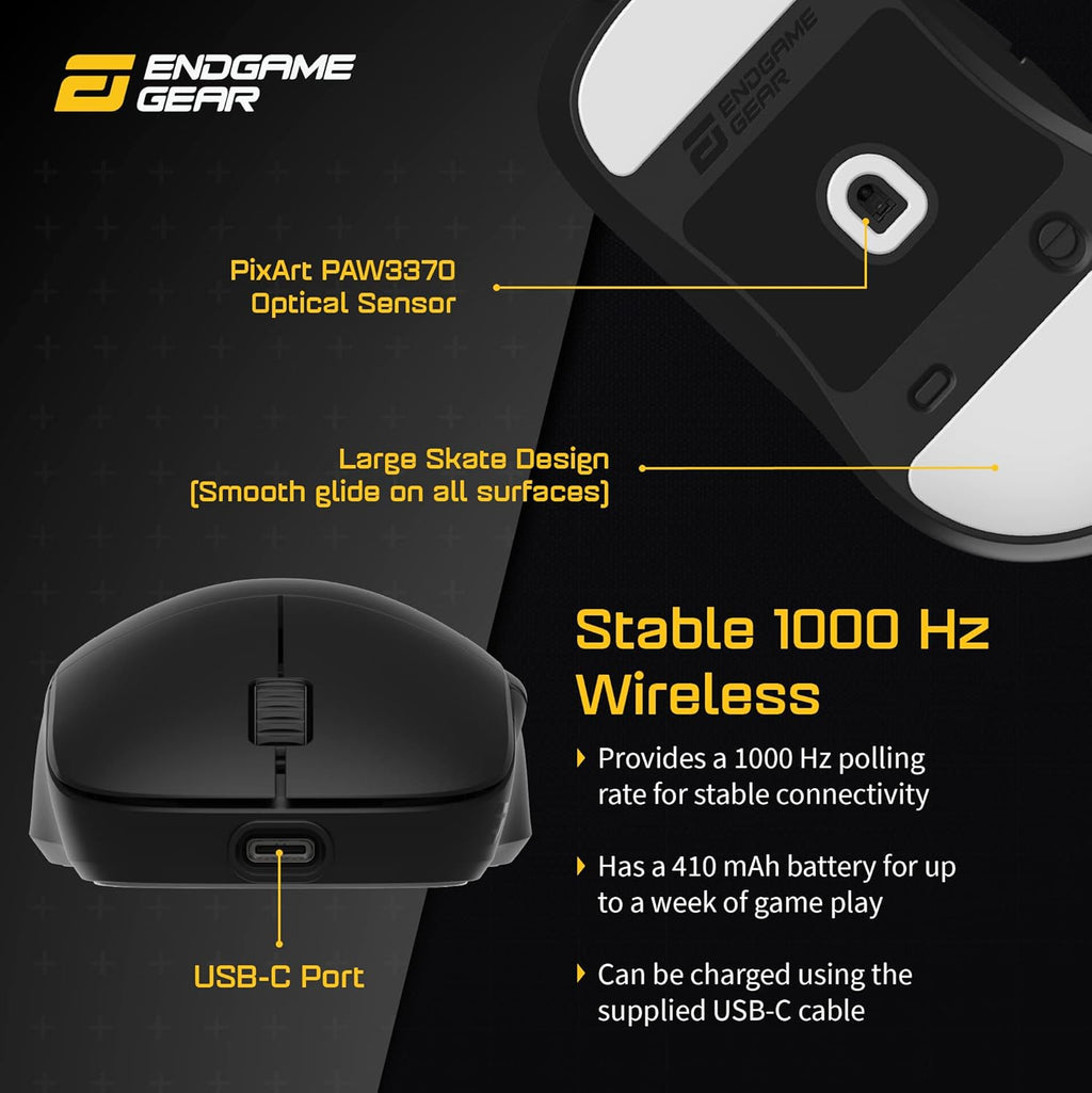 ENDGAME GEAR XM2we Lightweight Wireless Gaming Mouse, 5 Buttons, Black