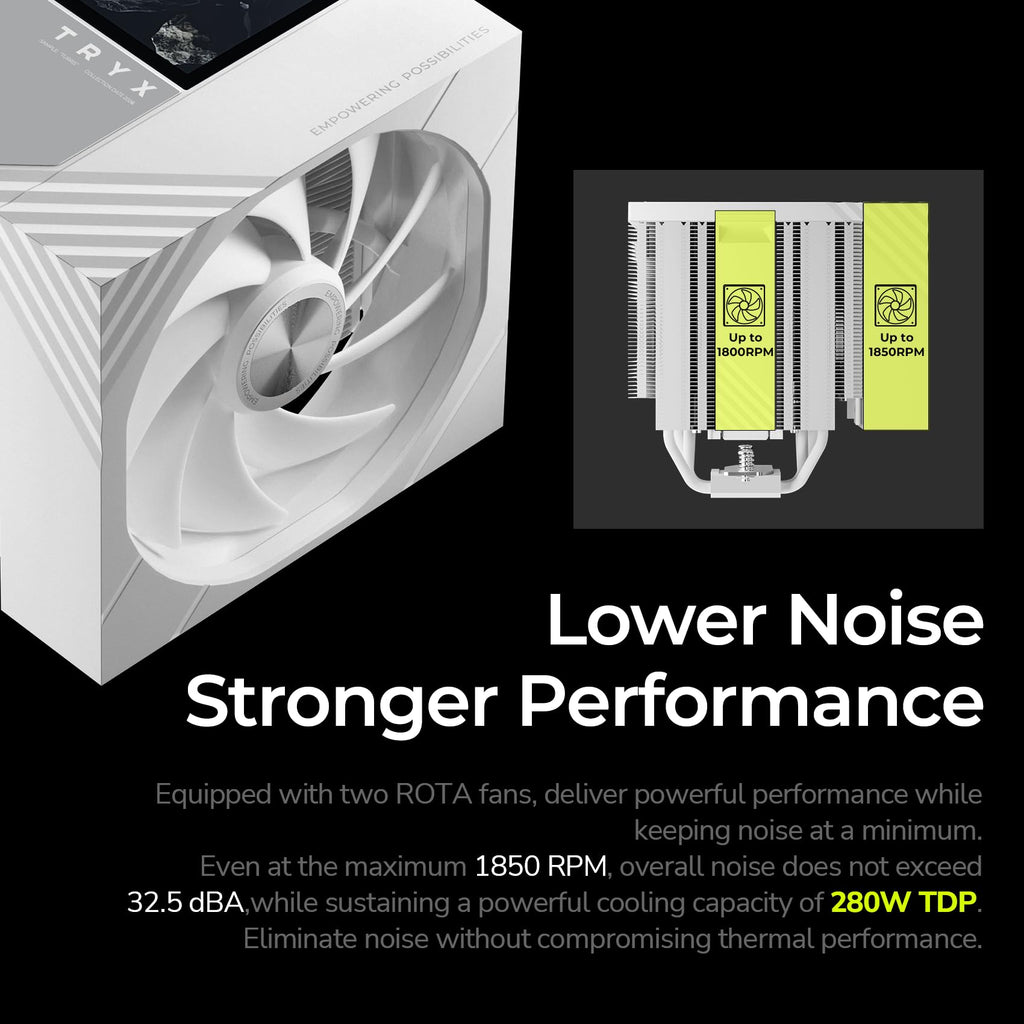 TRYX TURRIS 620 CPU Cooler 5.0" HP IPS Customizable Screen 280w TDP