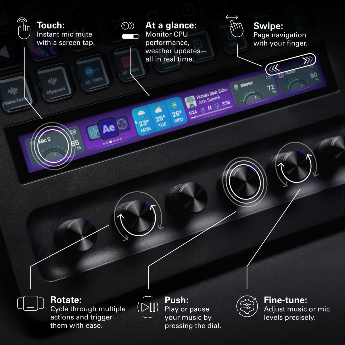 Elgato Stream Deck + XL Control Platform, Dials, Touch Strip