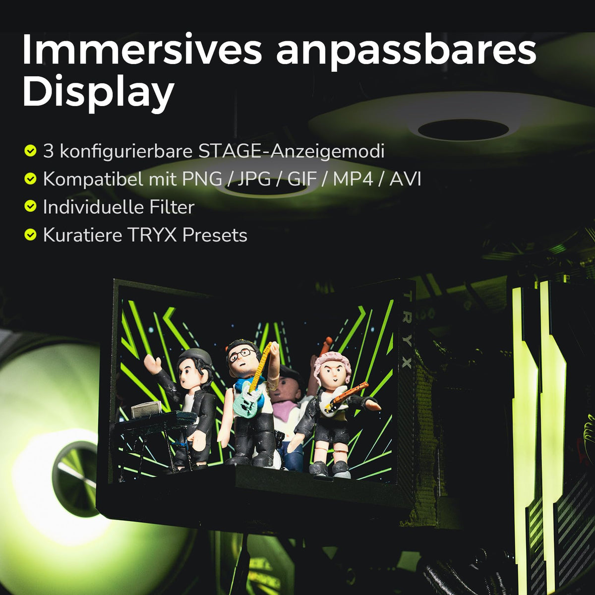 TRYX Stage AIO Cooler 360mm 4'' Dual-Screen GIPHY Built-in Asetek 280w TDP