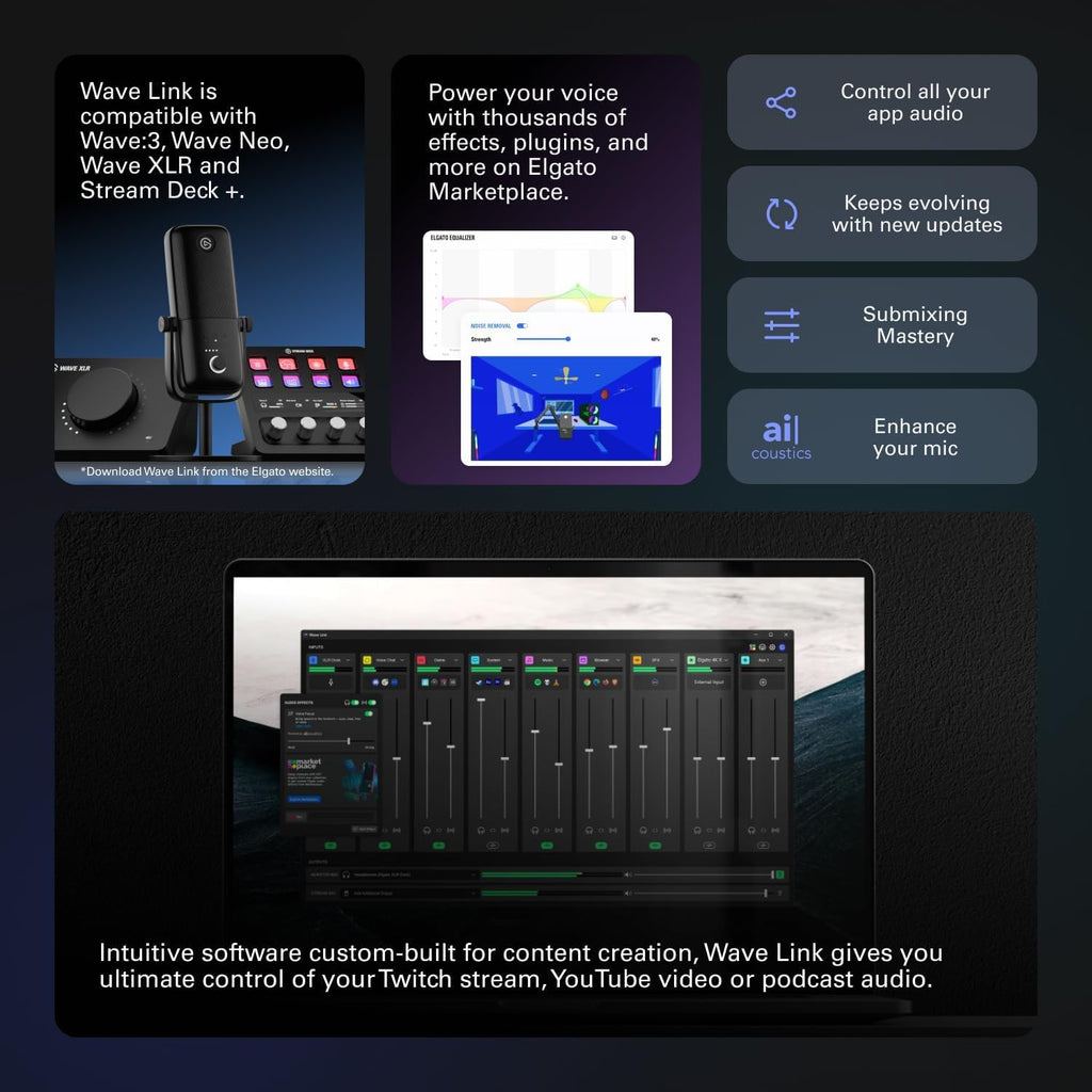 Elgato Wave:3 MK.2 USB Condenser Microphone, DSP Effects