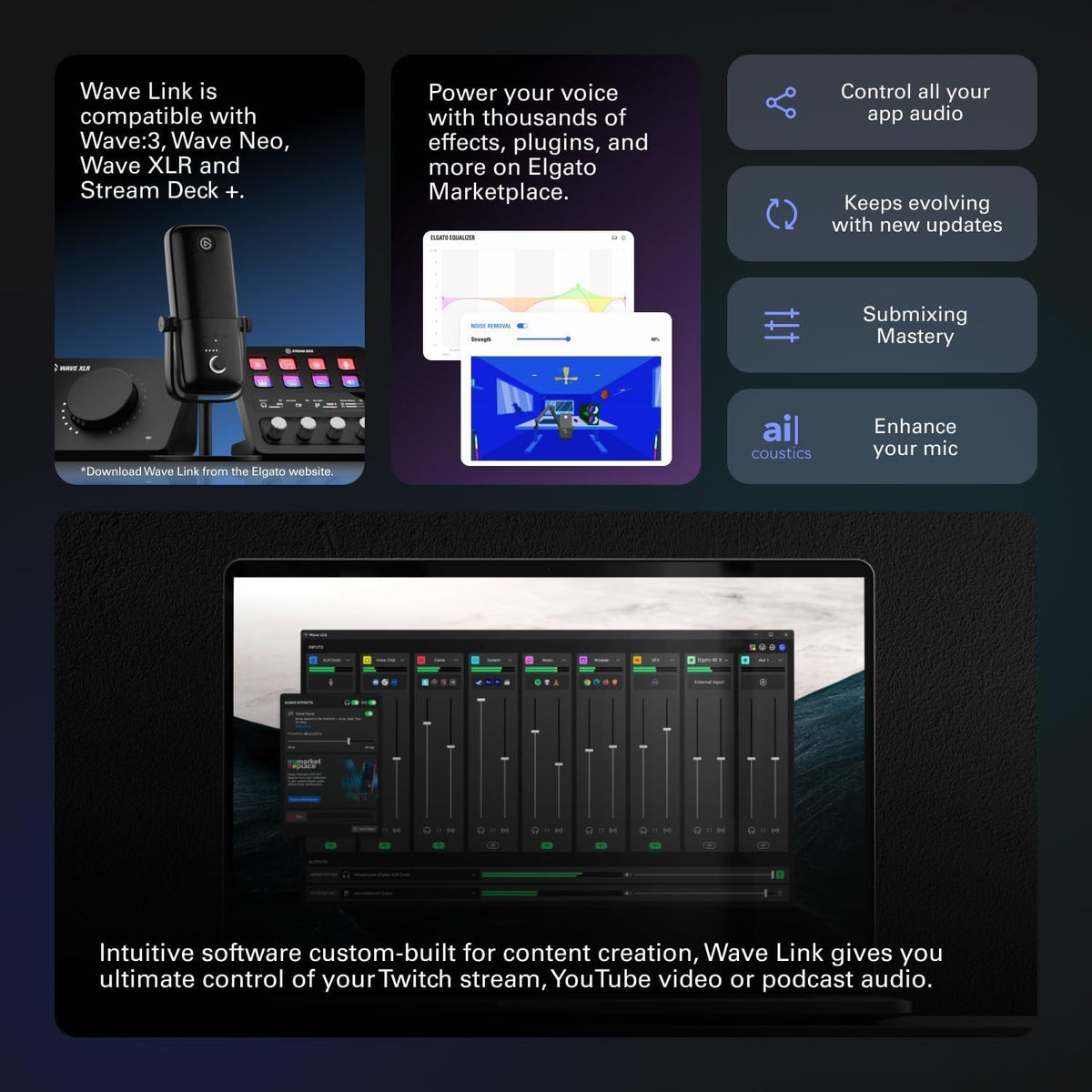 Elgato Wave:3 MK.2 USB Condenser Microphone, DSP Effects