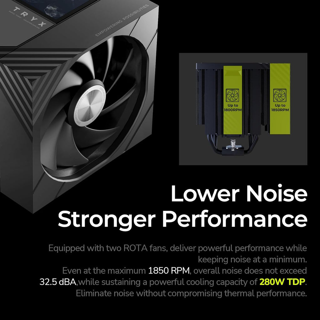 TRYX TURRIS 620 CPU Cooler 5.0" HP IPS Customizable Screen 280w TDP