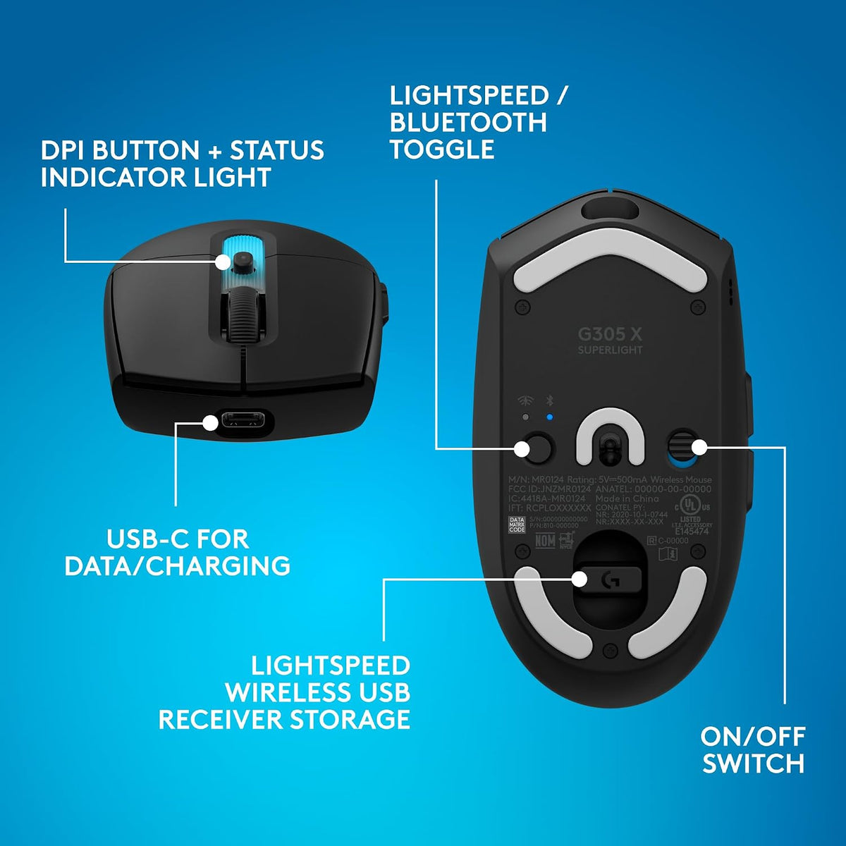 Logitech G305 Lightspeed Wireless Gaming Mouse - Black