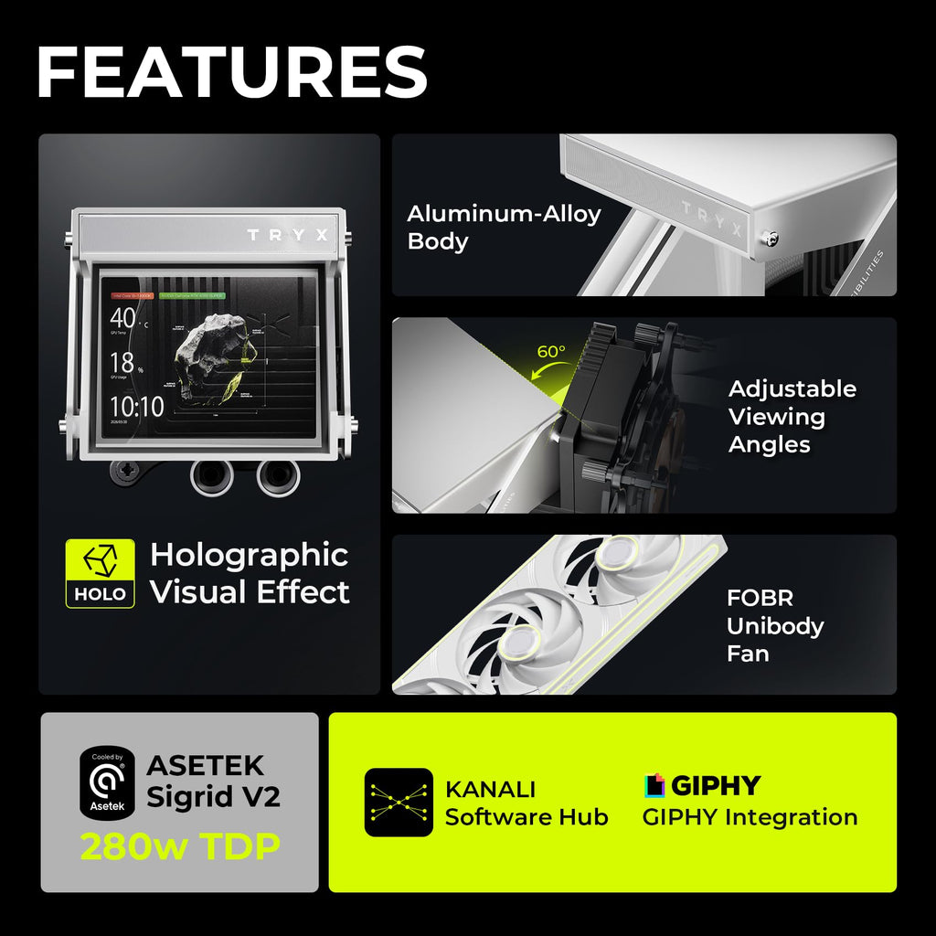 TRYX Holo 360mm AIO Holographic Visual GIPHY Built-in Asetek 280w TDP