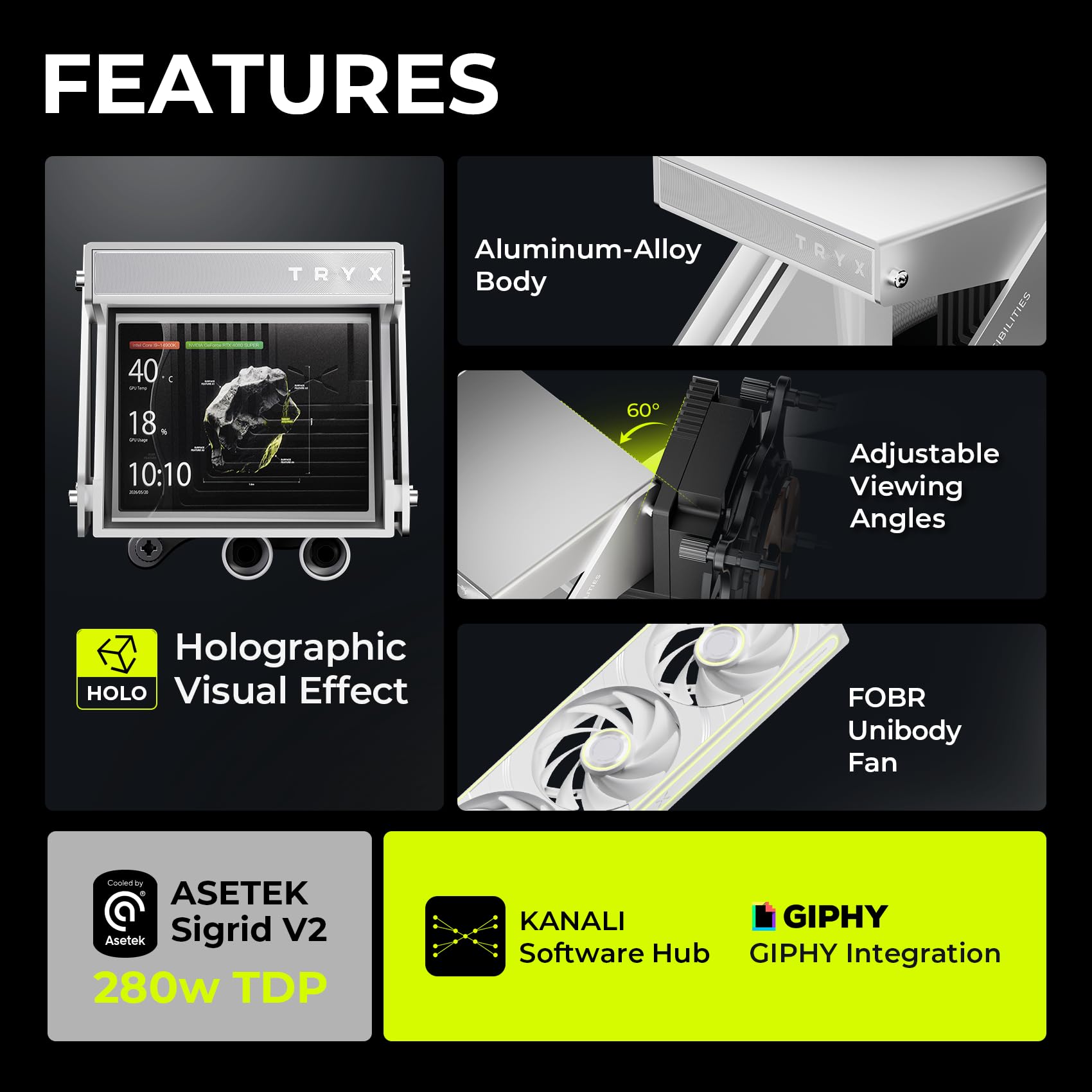 TRYX Holo 360mm AIO Holographic Visual GIPHY Built-in Asetek 280w TDP