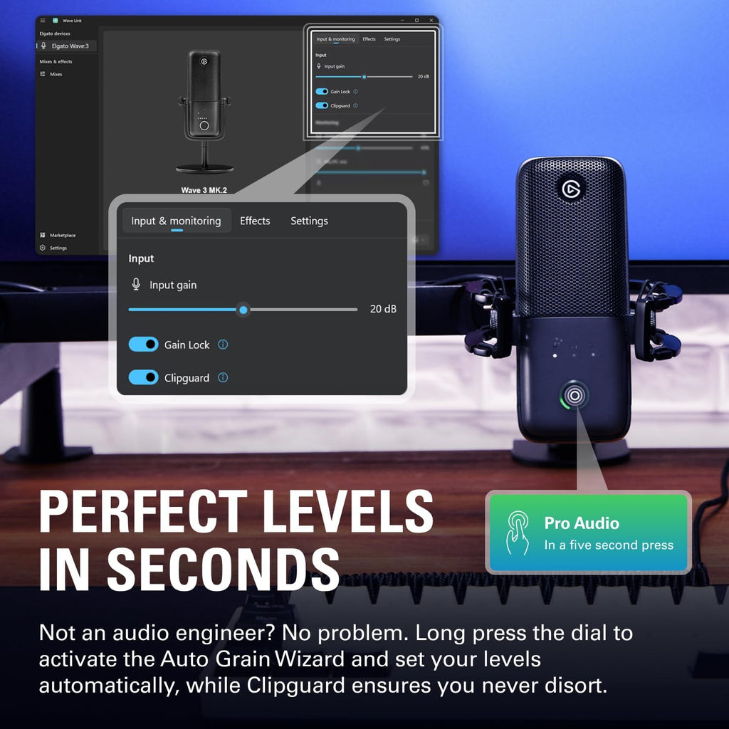 Elgato Wave:3 MK.2 USB Condenser Microphone, DSP Effects