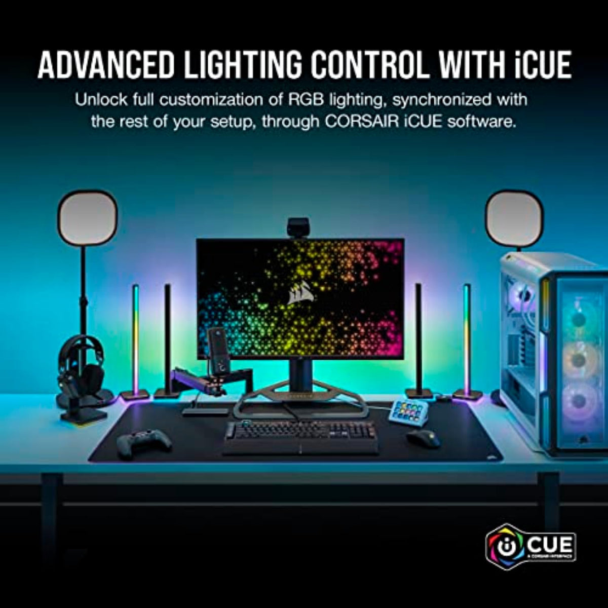 Corsair MM700 RGB Extended Cloth Gaming Mouse Pad - 36.6" x 15.8" - 360° RGB Lighting - Two USB Port Hub - Thick Rubber - Black
