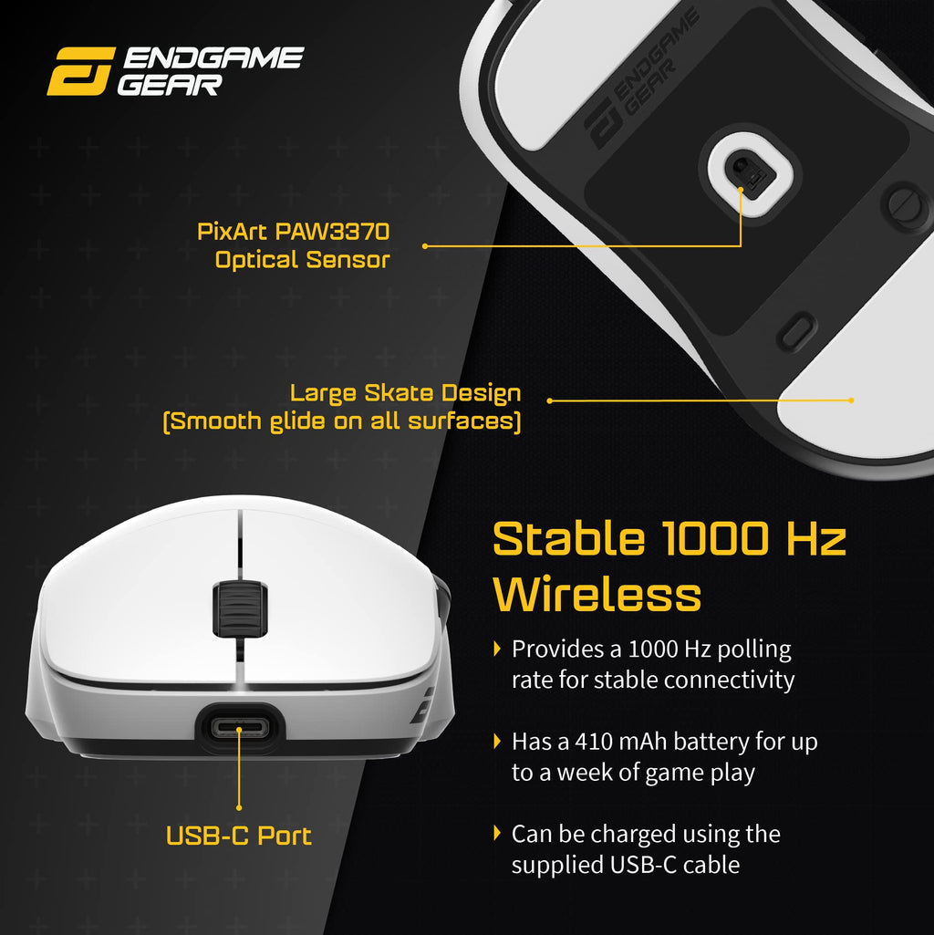 ENDGAME GEAR XM2we Lightweight Wireless Gaming Mouse, 5 Buttons, Black