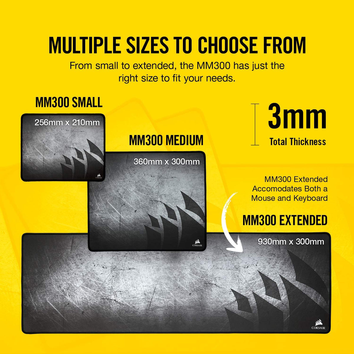 Corsair MM Anti-Fray Cloth Gaming Mouse Pad – Black