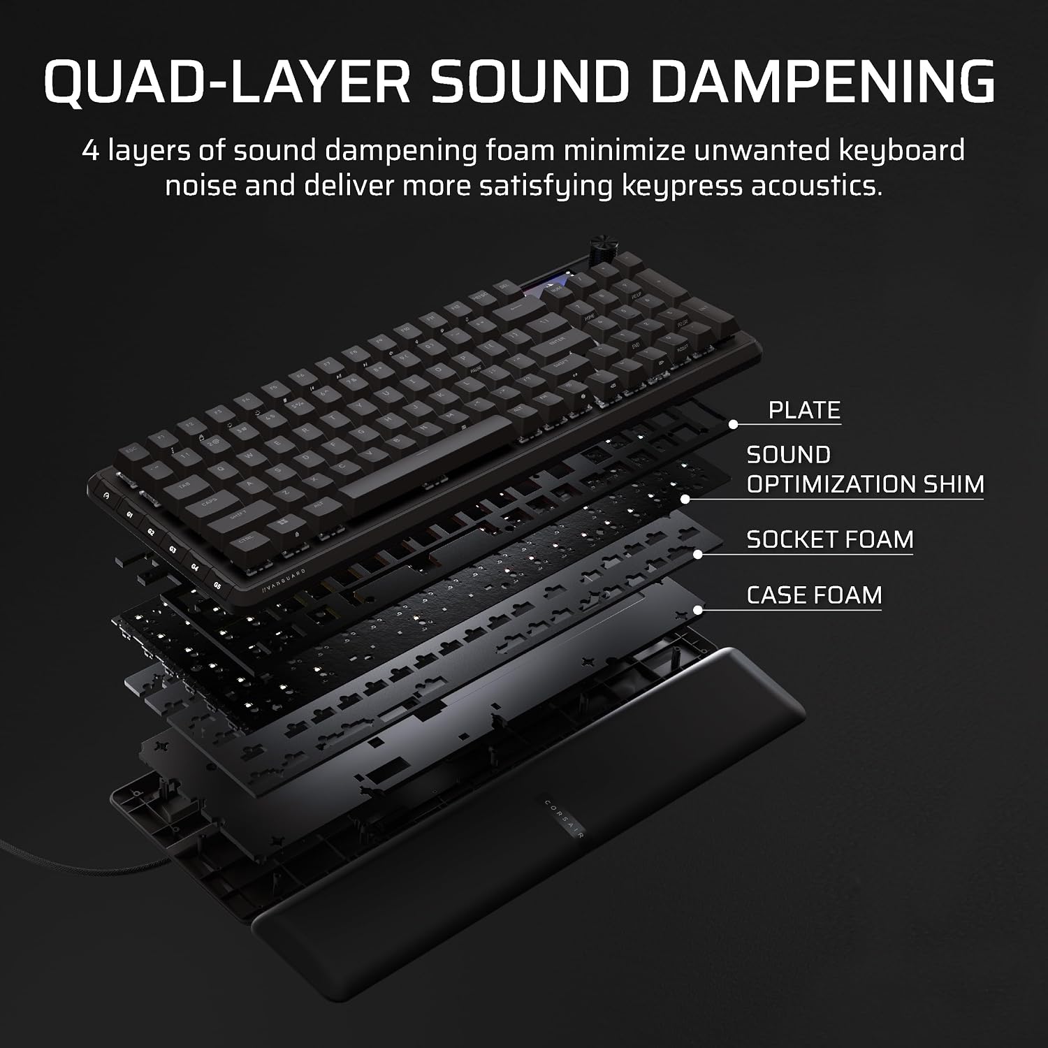 Corsair Vanguard 96 Wired Mechanical Gaming Keyboard – 96% Layout, Black