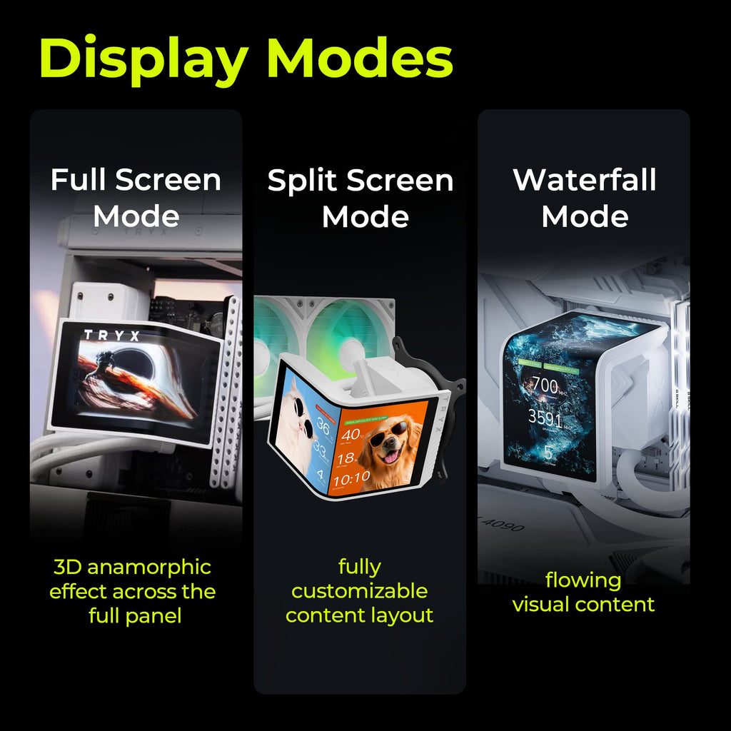 TRYX Panorama SE 360mm AIO Curved Screen GIPHY Built-in Asetek 280w TDP