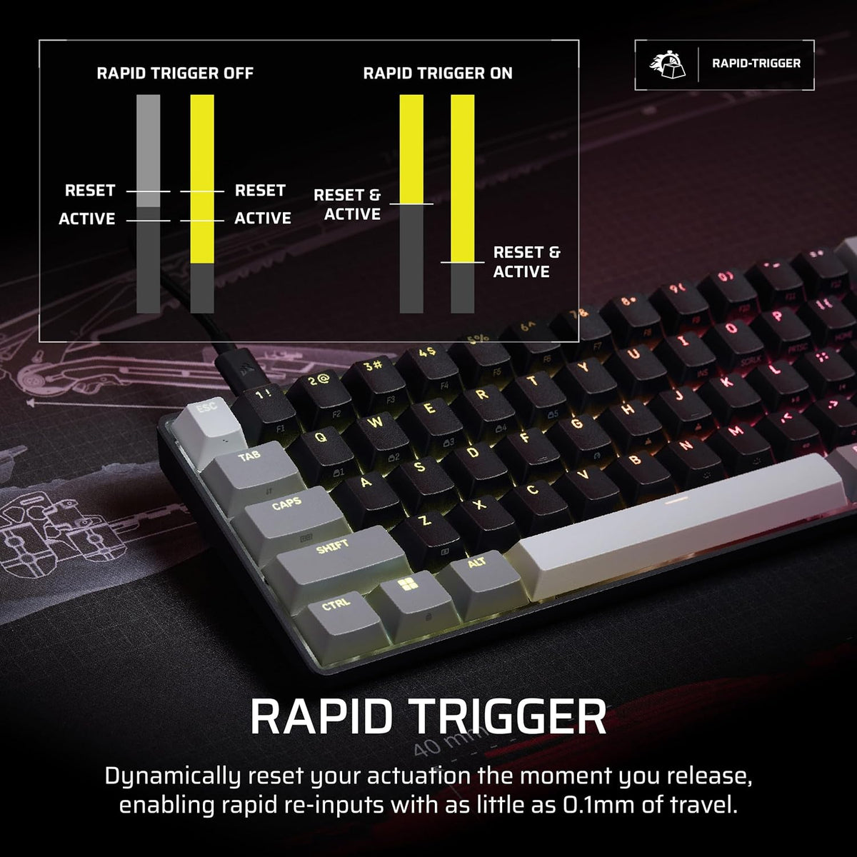Corsair Clipper PRO MINI 60 Hall Effect Gaming Keyboard – US QWERTY – Black