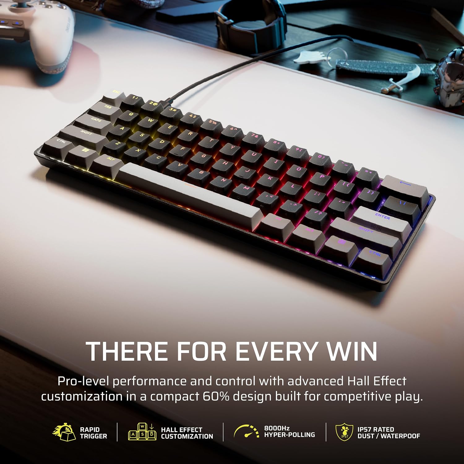 Corsair Clipper PRO MINI 60 Hall Effect Gaming Keyboard – US QWERTY – Black