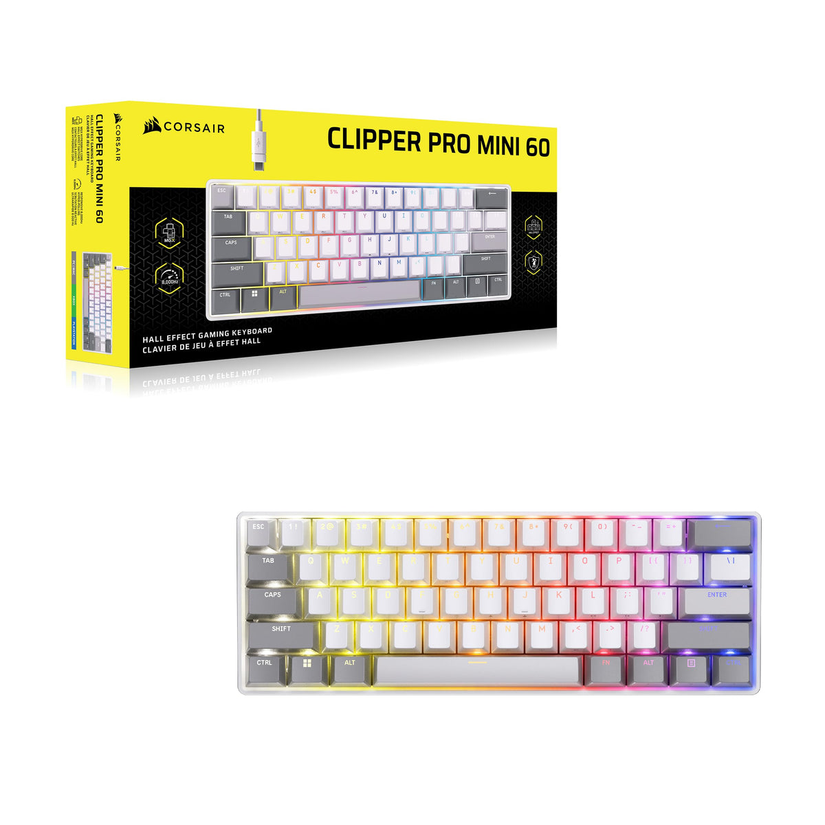 Corsair Clipper PRO MINI 60 Hall Effect Gaming Keyboard – US QWERTY – Black