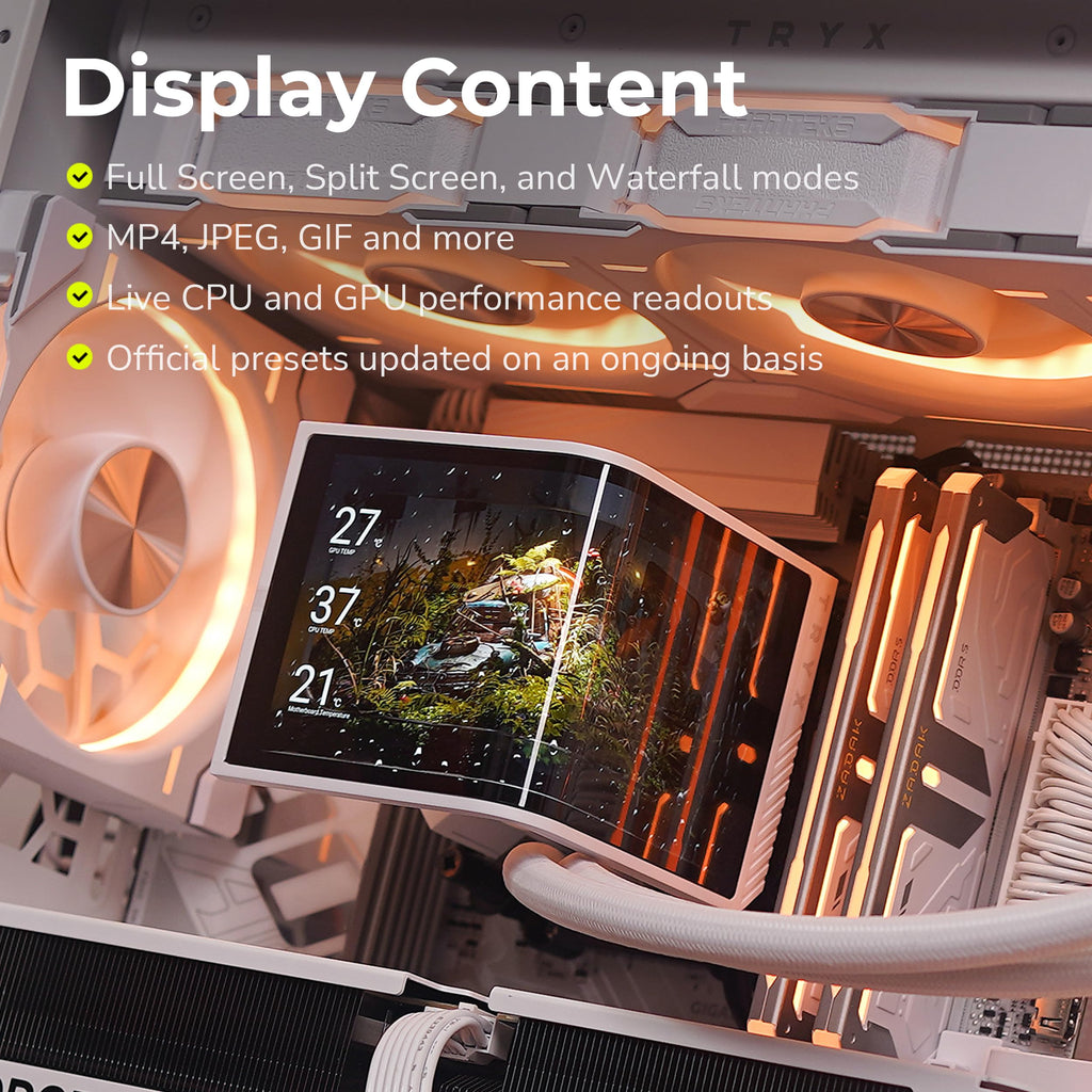 TRYX Panorama SE 360mm AIO Curved Screen GIPHY Built-in Asetek 280w TDP